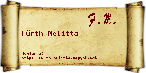 Fürth Melitta névjegykártya